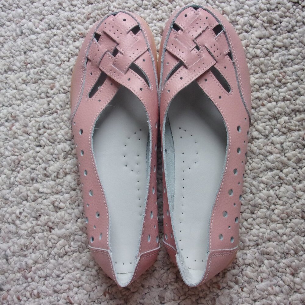 Breathable Leather Pink Loafer